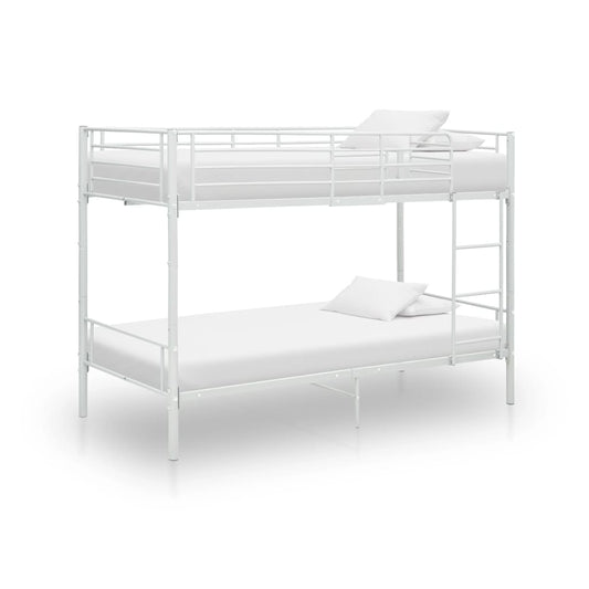 Lit superposé sans matelas en métal blanc 90x200 cm