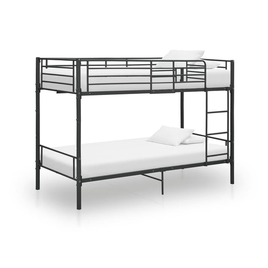 Lit superposé sans matelas en métal noir 90x200 cm