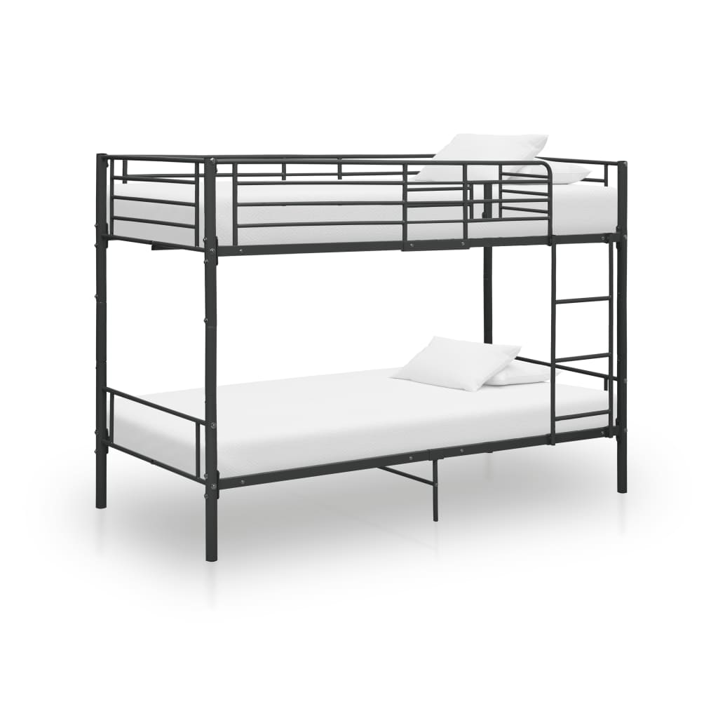 Lit superposé sans matelas en métal noir 90x200 cm