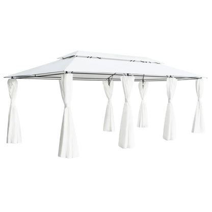 White curtained home gazebo -  optional assembly included.