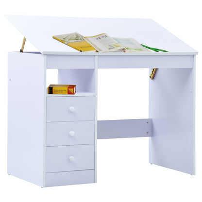 Escritorio de estudio para niños con dibujo inclinable, color blanco