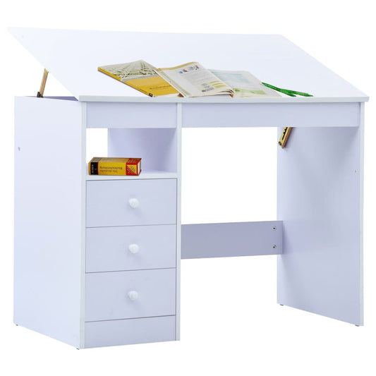 Bureau d'étude et de dessin pour enfants inclinable blanc