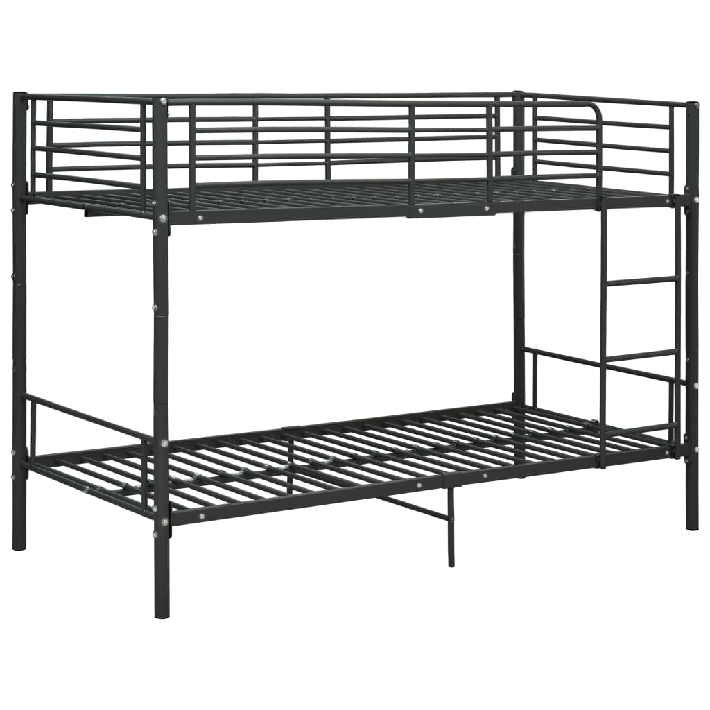 Lit superposé sans matelas en métal noir 90x200 cm