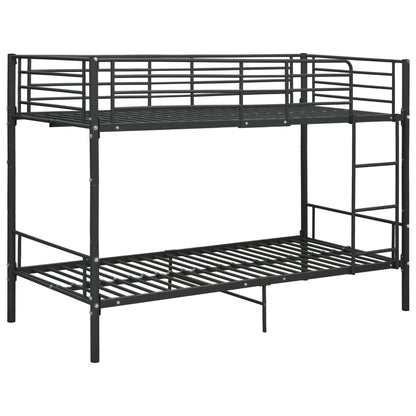 Lit superposé sans matelas en métal noir 90x200 cm