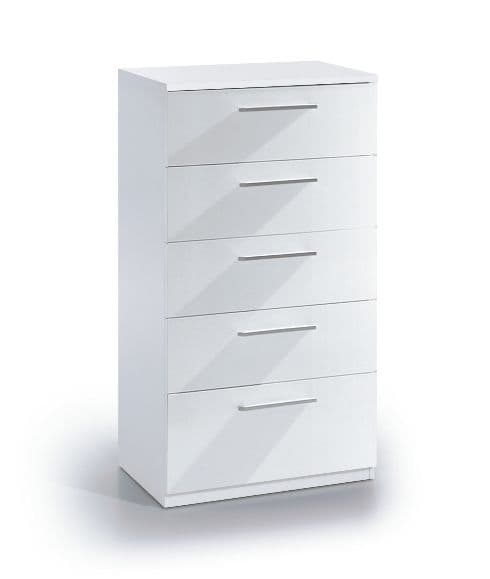 White Gloss Tall Chest Of Drawers