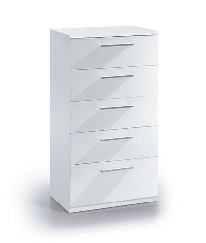 White Gloss Tall Chest Of Drawers