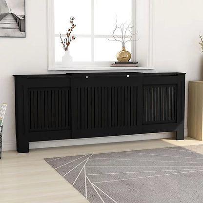 MDF Radiator Cover 205 cm - Vertical slats in Black