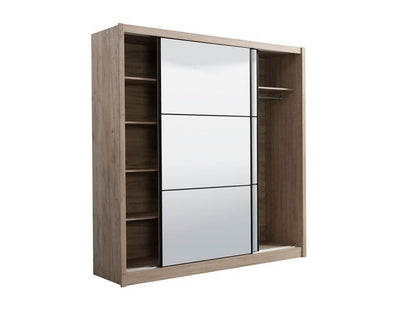 'Londres' Oak Effect Full Mirrored Sliding Door Wardrobe 215.5cm