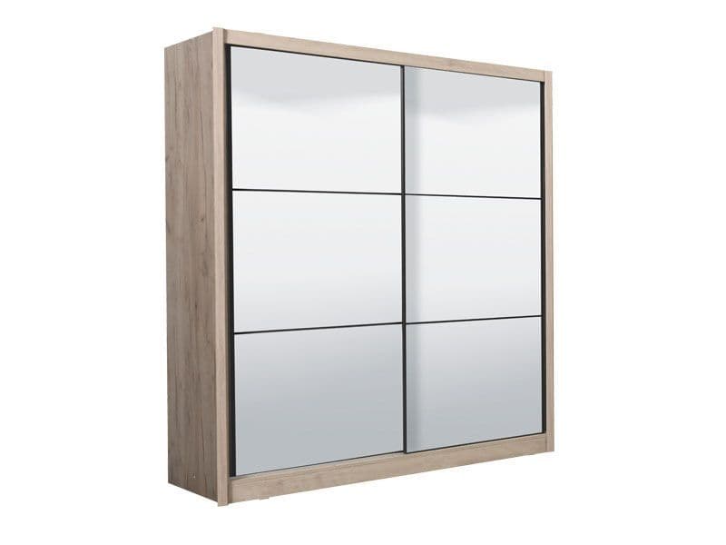 'Londres' Oak Effect Full Mirrored Sliding Door Wardrobe 215.5cm