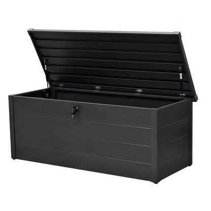 Caja de almacenamiento para jardín de alta resistencia de 500 l, color gris oscuro