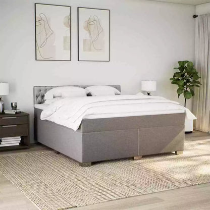 Box Spring Bed with Mattress Light Grey 180x200 cm Fabric