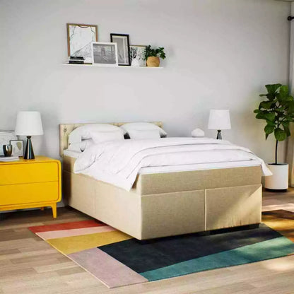 Box Spring Bed with Mattress Cream 180x200 cm Fabric
