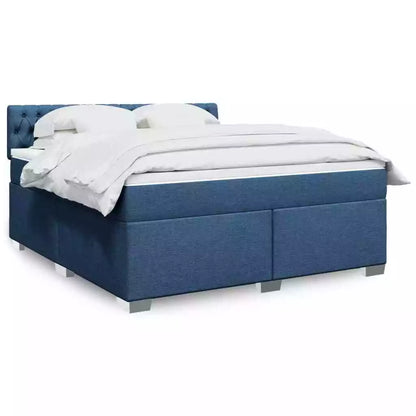 Cama Box Spring con Colchón 180x200 cm Tela Azul Océano