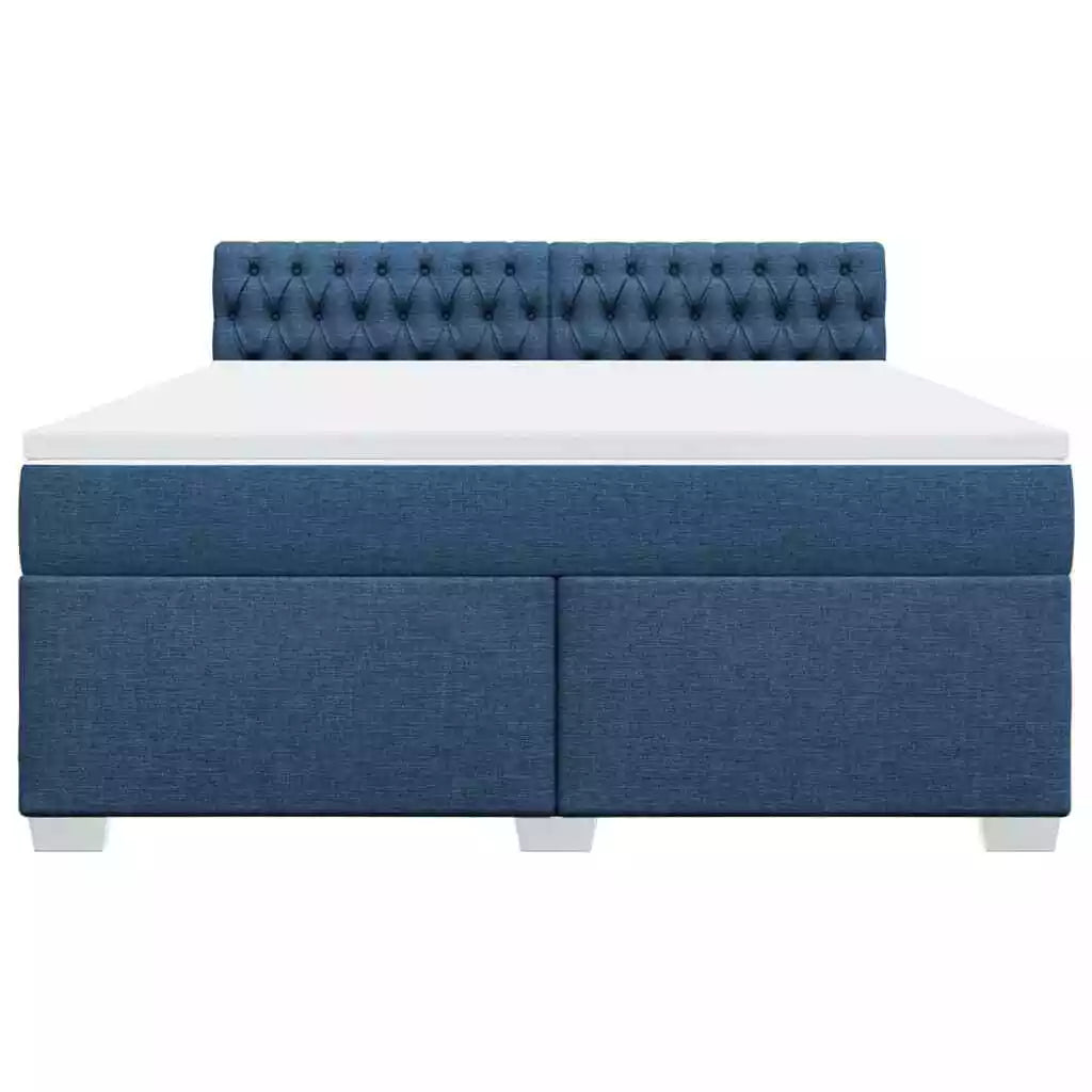 Cama Box Spring con Colchón 180x200 cm Tela Azul Océano