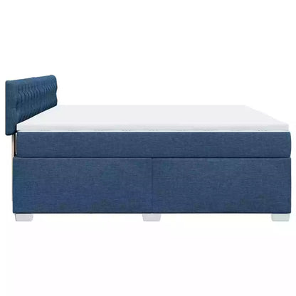 Cama Box Spring con Colchón 180x200 cm Tela Azul Océano