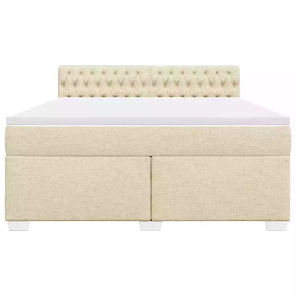 Box Spring Bed with Mattress Cream 180x200 cm Fabric