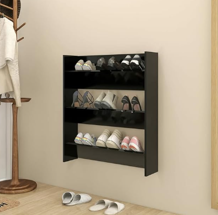 Wall mounted shoe rack Black
