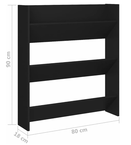 Wall mounted shoe rack Black