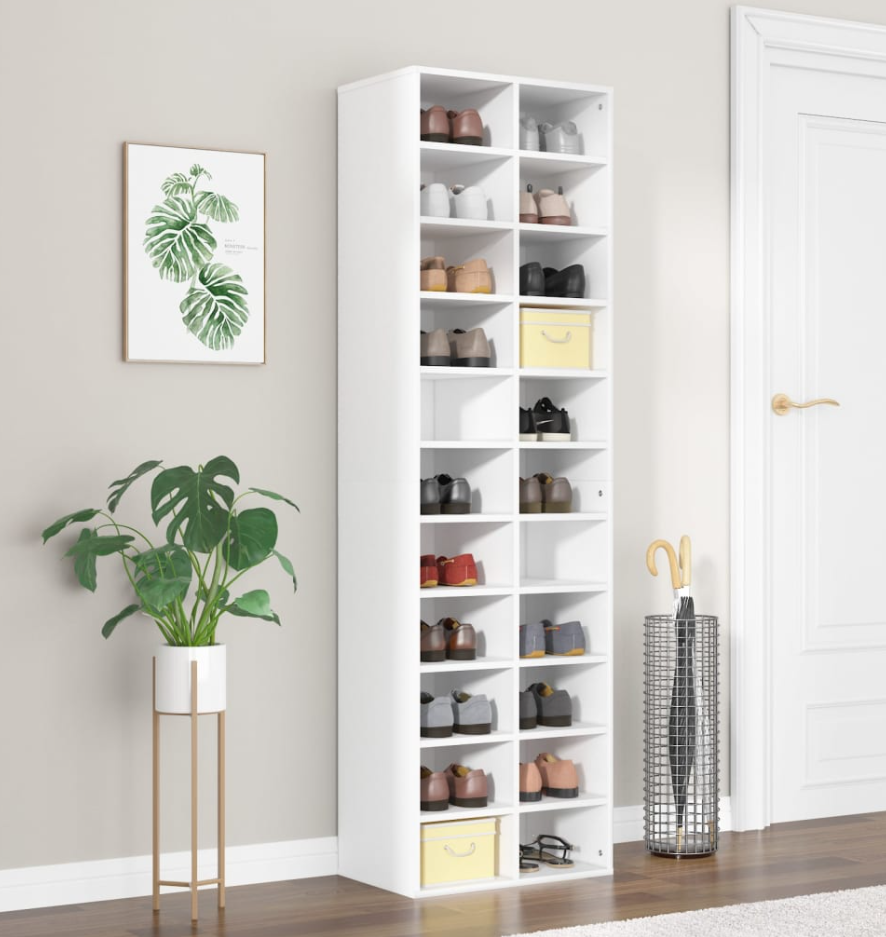 Tall Oak effect shoe rack storage centre