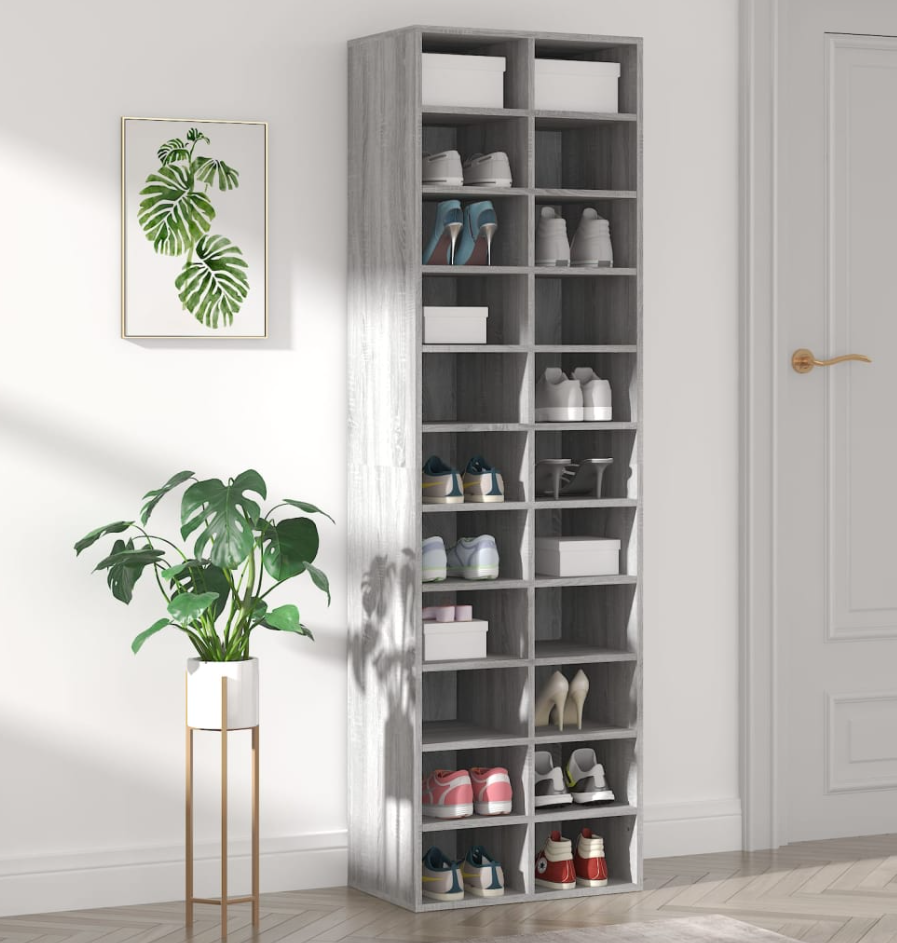 Tall Oak effect shoe rack storage centre