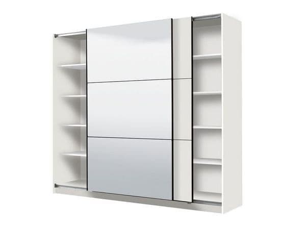 'Louis' White Full Mirrored Sliding Door Wardrobe 220cm